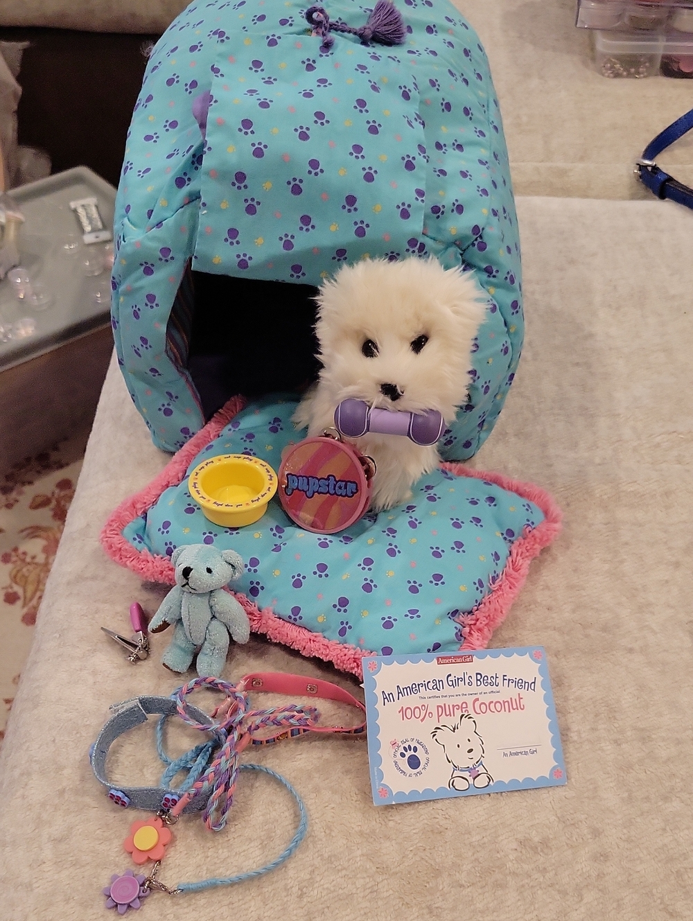 American Girl Doll, Coconut The Dog, 2005-2008 Edition + Accesories, Used